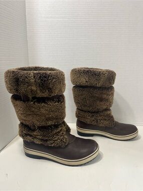 UGG Lilyan brown Leather shearling mid calf winter boots women’s size 9